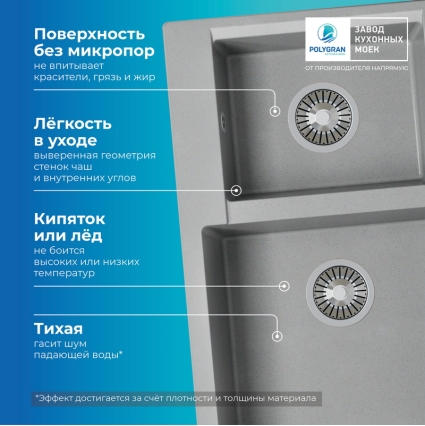 Мойка кухонная POLYGRAN BRIG 772 (серый №14)